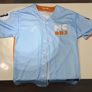 Men's Light Blue and Orange Jersey
